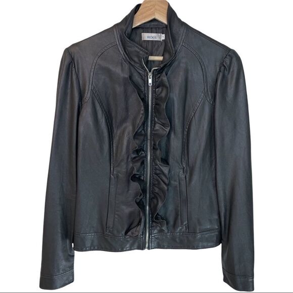 Ricki’s Ruffle Detail Vegan Leather Jacket - Picture 1 of 8